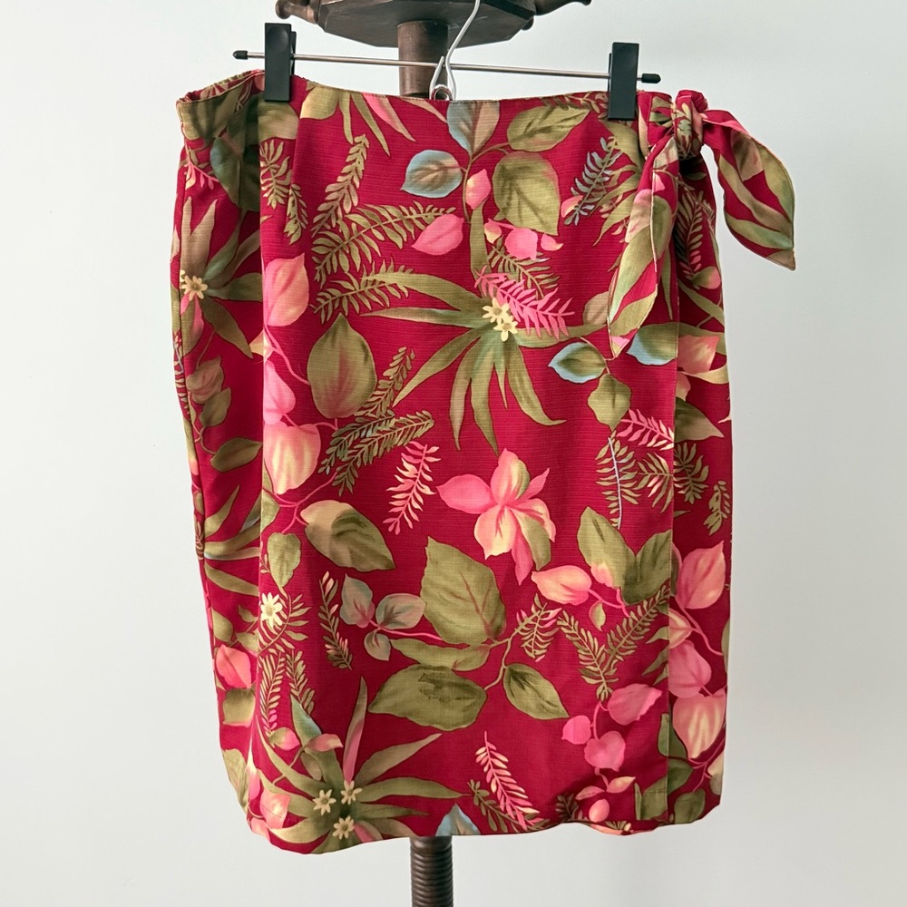 ✨ Vintage Sag Harbor Red Tropical Wrap Skirt | Island Floral | Size XL ✨